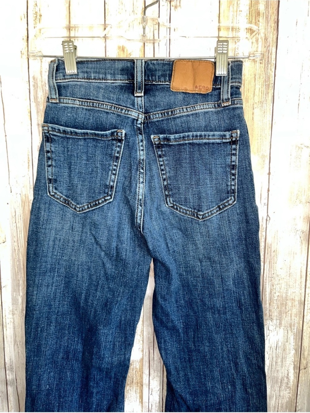 Aeropostale High Rise Flare Jeans Women 000 Dark Wash Stretch Denim - Picture 4 of 6